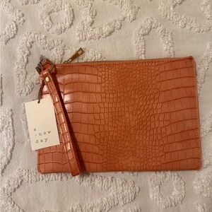 A New Day Croc-Embossed Wristlet in Orange